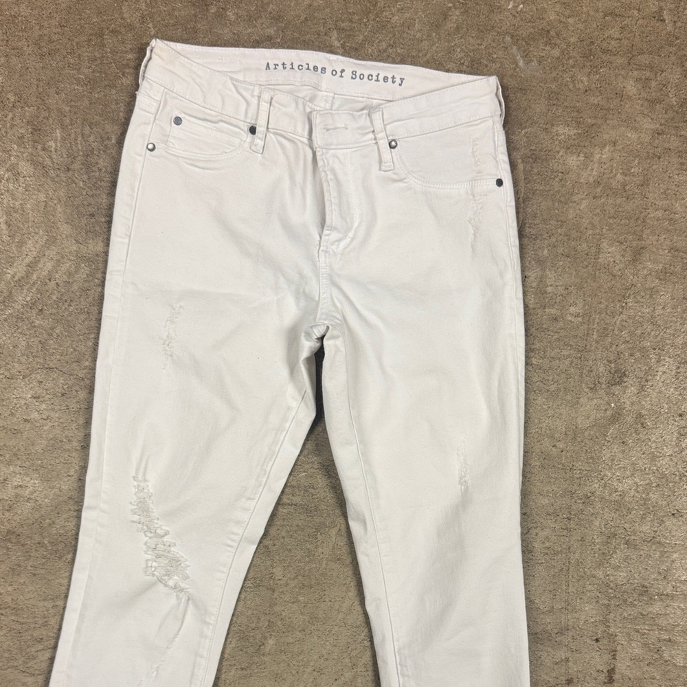 Articles Of Society White Skinny Jeans with Distressed Details